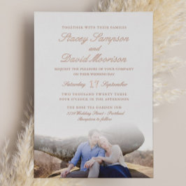Invitación Con Relieve Metalizado Elegante Boda De Fotografías Con Oro Rosa Real