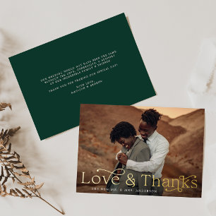 Invitación Con Relieve Metalizado Elegante Boda de fotos de amor y agradecimiento ve
