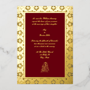 Invitación Con Relieve Metalizado Elegante Boda de frontera indio del siglo XVII