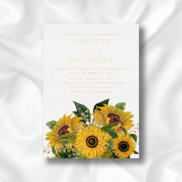 Invitación Con Relieve Metalizado Elegante Boda de girasol oro