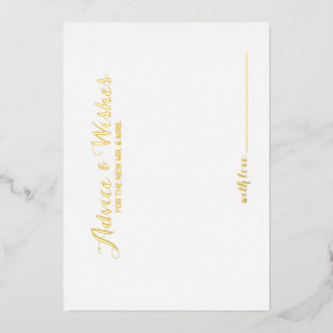 Invitación Con Relieve Metalizado Elegante Boda de guión consejos y deseos de oro