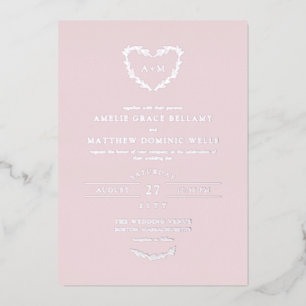 Invitación Con Relieve Metalizado Elegante Boda de guirnaldas de Rosa plateado y oxi