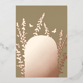 Invitación Con Relieve Metalizado Elegante Boda de hojas de jardín y mariposas