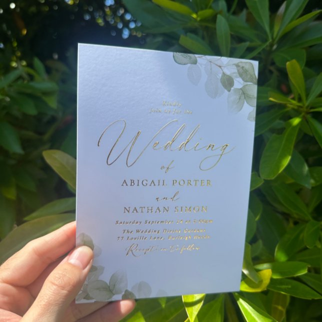 Invitación Con Relieve Metalizado Elegante Boda de hojas verdes (Subido por el creador)
