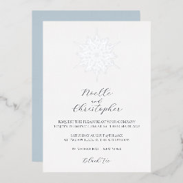 Invitación Con Relieve Metalizado Elegante boda de invierno con copos de nieve en Re
