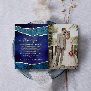 Invitación Con Relieve Metalizado Elegante Boda de la Marina Azul y del Oro Agate Gr