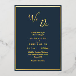 Invitación Con Relieve Metalizado Elegante Boda de la Marina Moderna