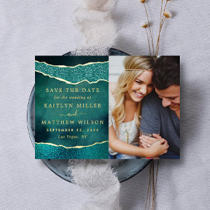 Invitación Con Relieve Metalizado Elegante Boda de Las Vegas Foto Guardar La Fecha R