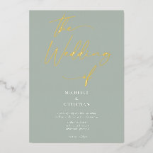 Elegante Boda de Letra Caligrafía Verde Salvia Dor