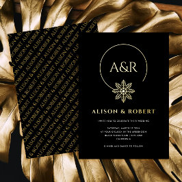 Invitación Con Relieve Metalizado Elegante boda de marcos e iniciales inspirados en