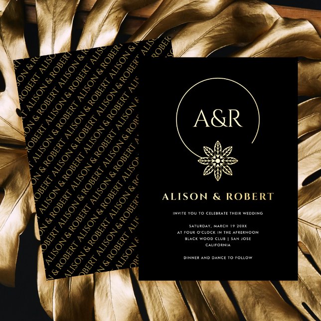 Invitación Con Relieve Metalizado Elegante boda de marcos e iniciales inspirados en  (Subido por el creador)