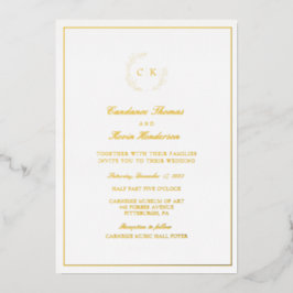 Invitación Con Relieve Metalizado Elegante Boda de Monograma
