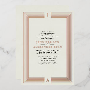 Invitación Con Relieve Metalizado Elegante Boda de Monograma Formal RSVP Código QR O