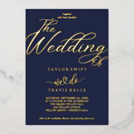 Invitación Con Relieve Metalizado Elegante boda de navío y pan de oro