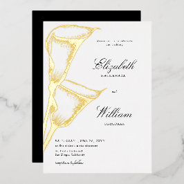 Invitación Con Relieve Metalizado Elegante Boda de Oro Calla Lilly