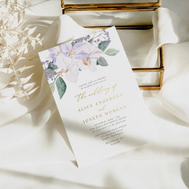 Invitación Con Relieve Metalizado Elegante Boda de orquídeas de color púrpura modern