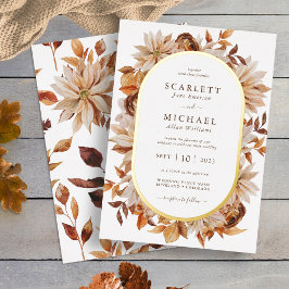 Invitación Con Relieve Metalizado Elegante Boda de Otoño