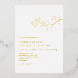 Invitación Con Relieve Metalizado Elegante Boda de ramas de jazmín