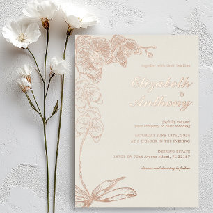 Invitación Con Relieve Metalizado Elegante Boda de Relieve metalizado de Orquídea Bo