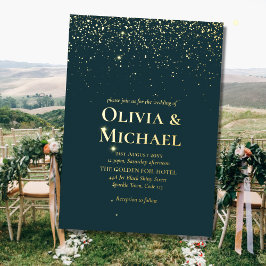 Invitación Con Relieve Metalizado Elegante Boda de Relieve metalizado dorado azul ve