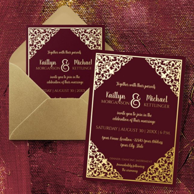 Invitación Con Relieve Metalizado Elegante Boda de Relieve metalizado dorado clásico (Subido por el creador)