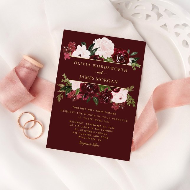 Invitación Con Relieve Metalizado Elegante Boda de Relieve metalizado dorado floral  (Subido por el creador)