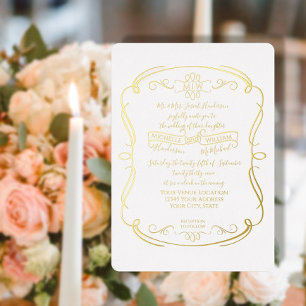 Invitación Con Relieve Metalizado Elegante Boda de Relieve metalizado dorado formal