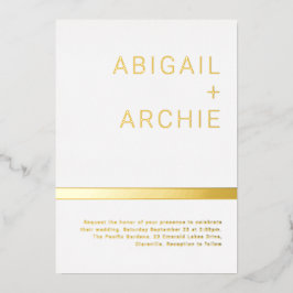 Invitación Con Relieve Metalizado Elegante Boda de Relieve metalizado dorado Minimal