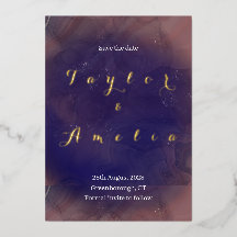 Elegante boda de Relieve metalizado dorado púrpura