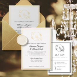 Invitación Con Relieve Metalizado Elegante Boda de Relieve metalizado dorado sencill