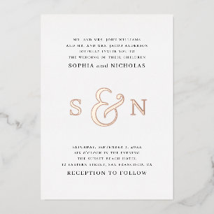 Invitación Con Relieve Metalizado Elegante boda de tipografía de oro / blanco y negr
