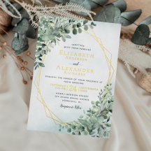 Elegante Boda de Verde Eucalipto con Hoja de Oro