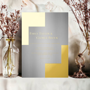 Invitación Con Relieve Metalizado Elegante Boda elegante de lujo moderno oro platead
