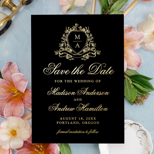 Invitación Con Relieve Metalizado Elegante Boda en Monograma Escudo de Oro Salven La (Subido por el creador)