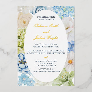 Invitación Con Relieve Metalizado Elegante Boda floral