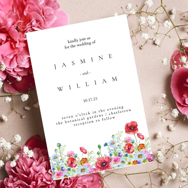 Invitación Con Relieve Metalizado Elegante Boda floral de acuarela neutra (Subido por el creador)