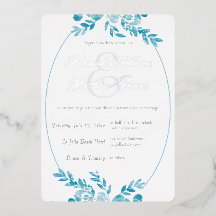 Elegante Boda floral de color gris azul foto plate