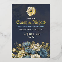 Elegante boda floral de navío y hoja de oro