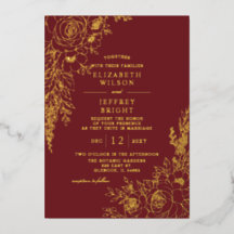Elegante Boda Floral de Otoño Burgundy