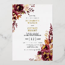 Elegante Boda Floral de Otoño Burgundy
