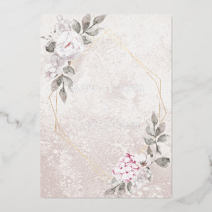 Invitación Con Relieve Metalizado Elegante Boda floral   Invitación al Relieve metal