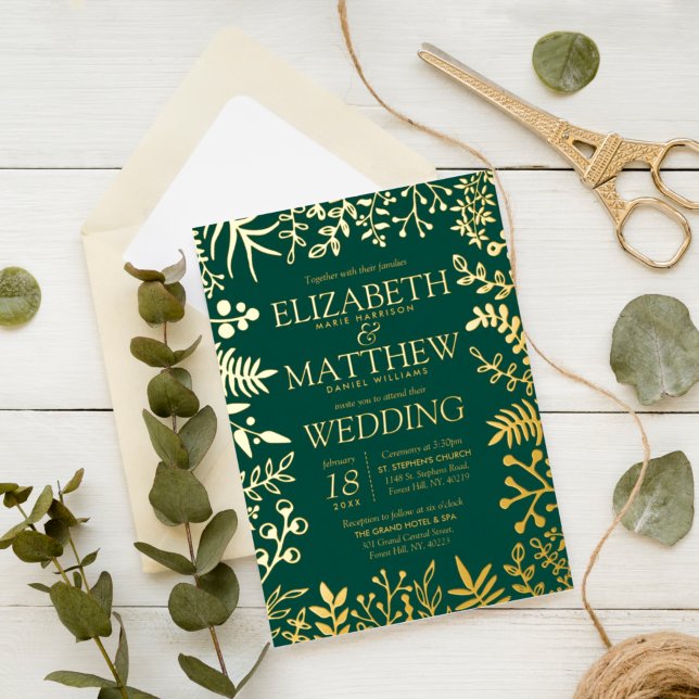 Invitación Con Relieve Metalizado Elegante Boda floral Real (Subido por el creador)
