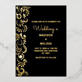 Invitación Con Relieve Metalizado Elegante boda floral simple y hermoso