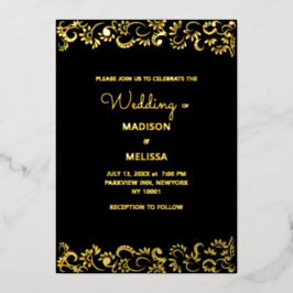 Invitación Con Relieve Metalizado Elegante boda floral simple y hermoso