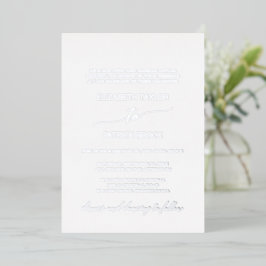Invitación Con Relieve Metalizado Elegante Boda Formal con Caligrafía en Hoja de Pla