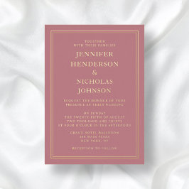 Invitación Con Relieve Metalizado Elegante Boda formal rosa dorado