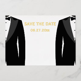 Invitación Con Relieve Metalizado Elegante boda gay Save The Date con hoja de oro re