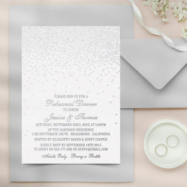 Invitación Con Relieve Metalizado Elegante Boda Glam Confetti Cena (Subido por el creador)