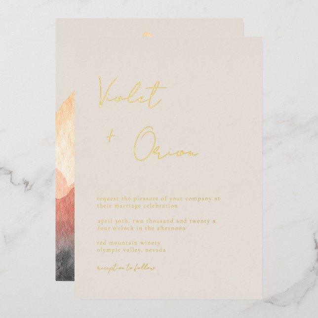 Invitación Con Relieve Metalizado Elegante Boda Gold (Anverso/Reverso)