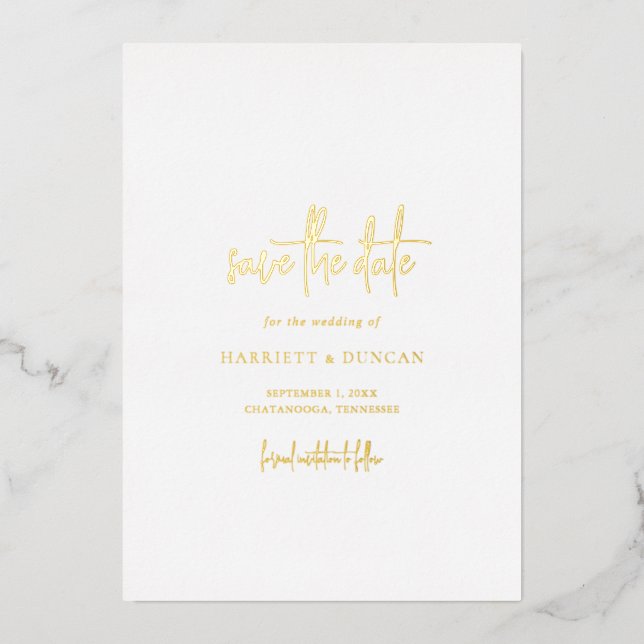 Invitación Con Relieve Metalizado Elegante boda inmadura salva la fecha (Anverso)